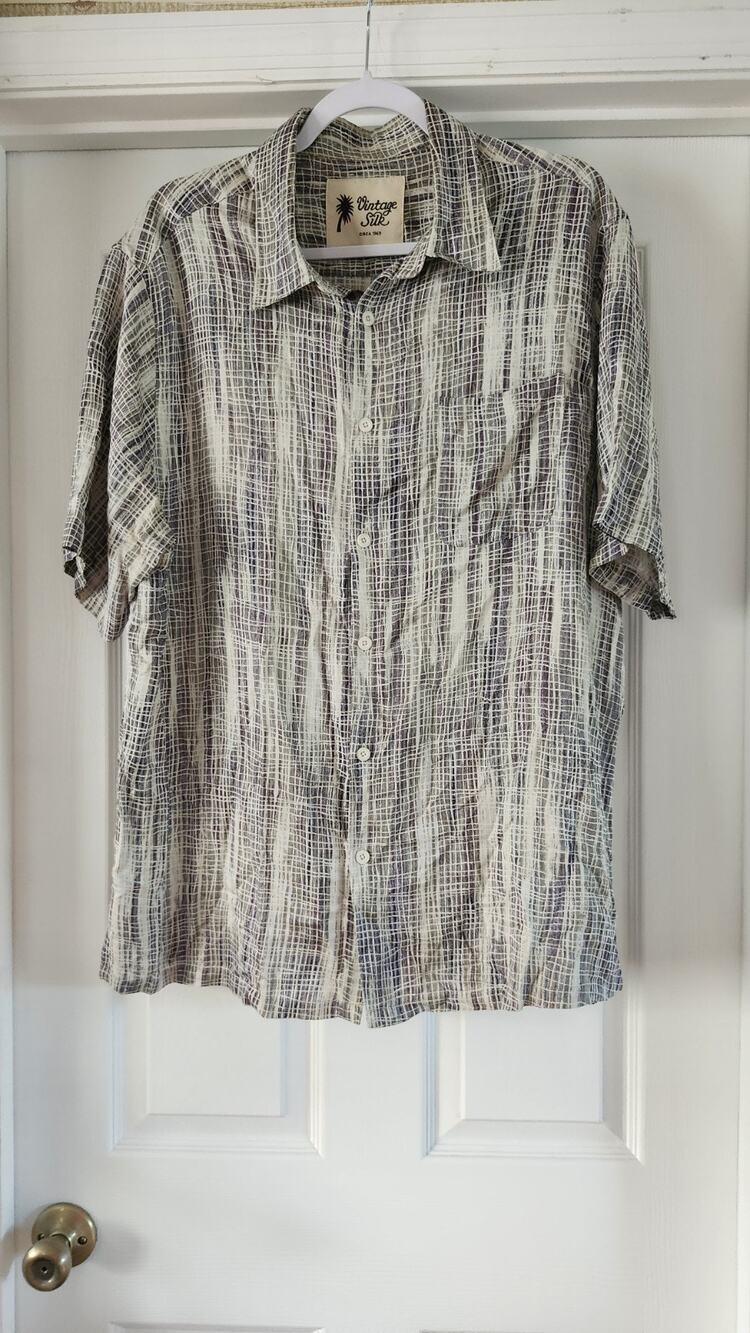Vintage Silk Circa 1969 Men's Short Sleeve Button Down Shirt XXL 100% Silk #699